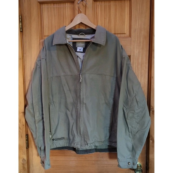 Columbia Jackets & Blazers - Vintage Columbia Canvas Jacket Mens XXL Utility Chore Barn Workwear Green Cotton